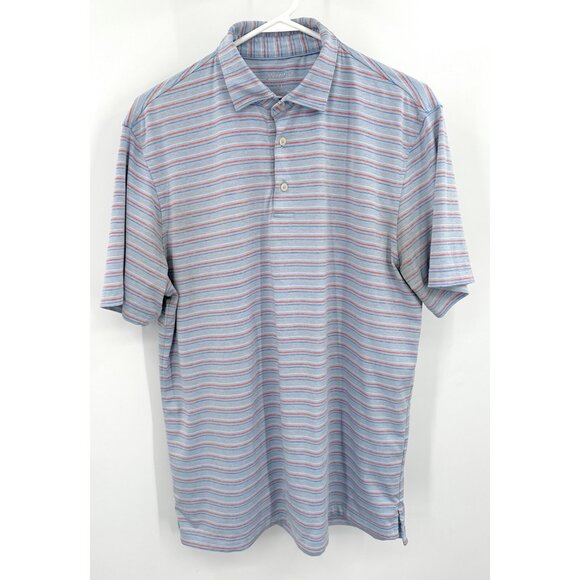 johnnie-O Men's Short Sleeve Polo Shirt Blue Striped Sz M - Picture 1 of 4